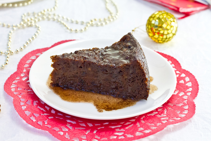 Jamaican Christmas Pudding with Hot Wine Sauce